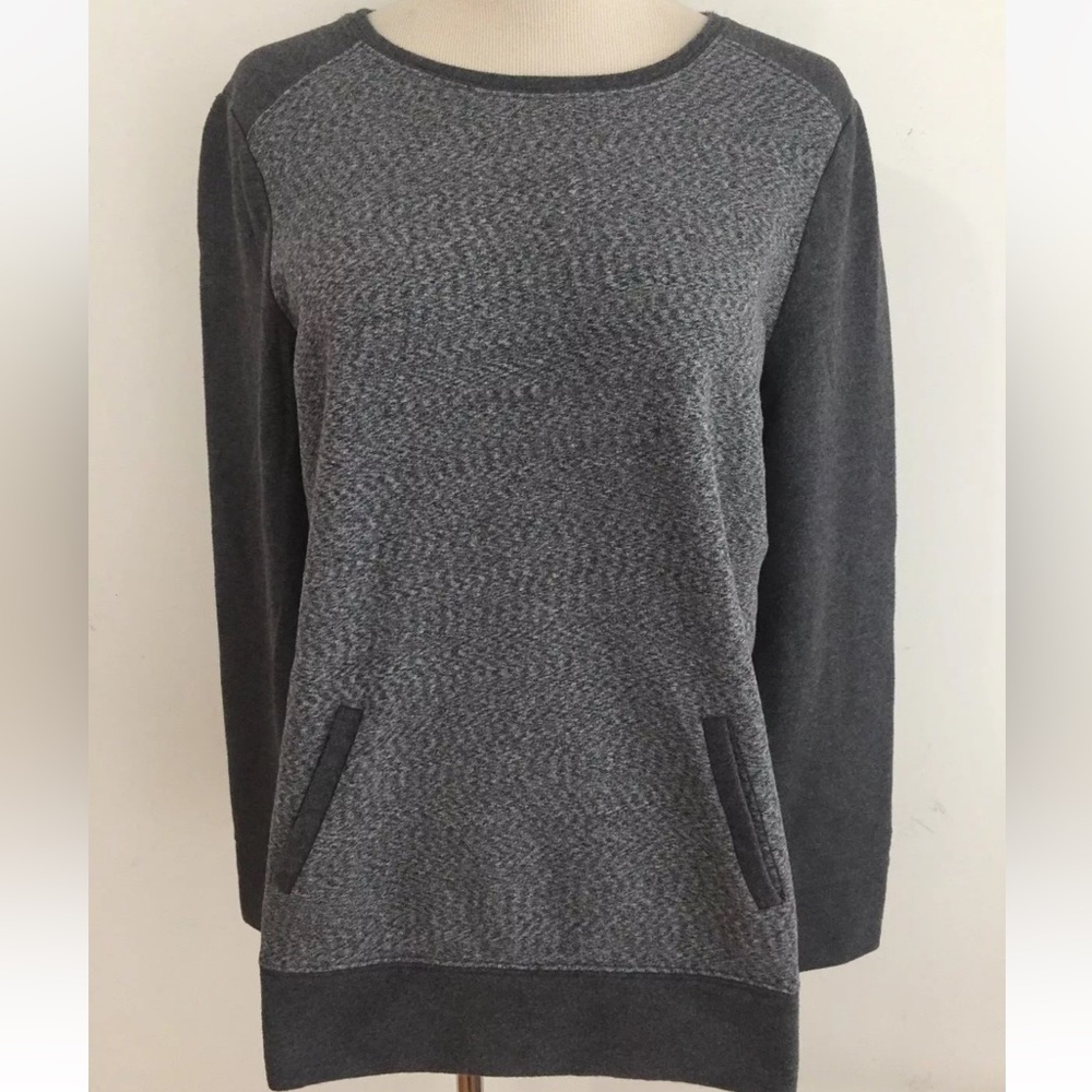 Ann Taylor LOFT Crewneck French Terry Sweatshirt Gray Heather